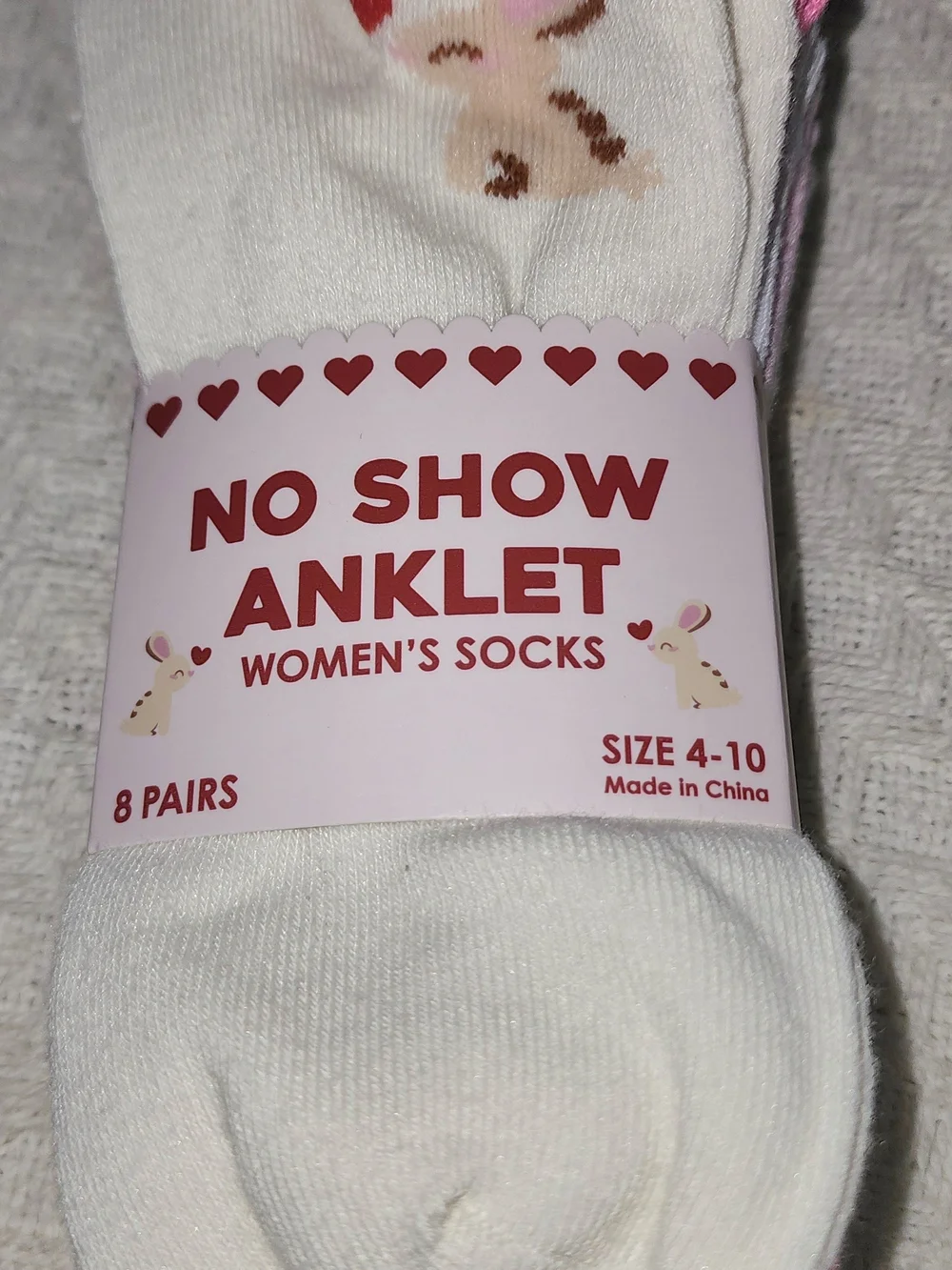 No Show Anklet Women's Socks - White with Pink Accents Sz 4-10 NWT